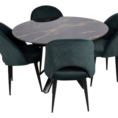 Enzo Round Marble Dining With Leo Chairs