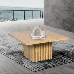 Jene Square Coffee Table in Travertine Marble