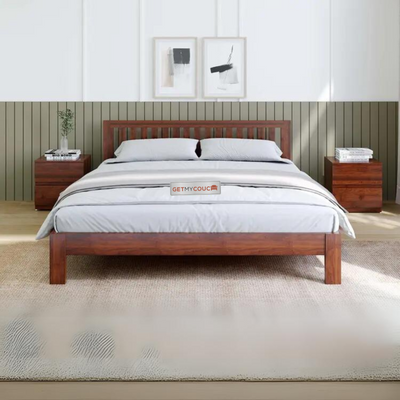 Arya Sheesham Wood Bed In Teak Finish