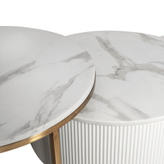 Cylo Round Nested Coffee Table in Marble