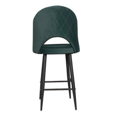 Leol Bar Chair In Premium Green Velvet Fabric