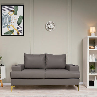 Duncan 2 Seater in Grey Leatherette