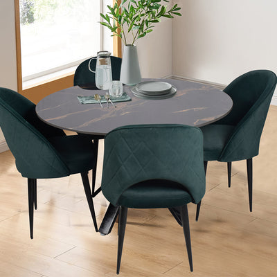 Enzo Round Marble Dining With Leo Chairs
