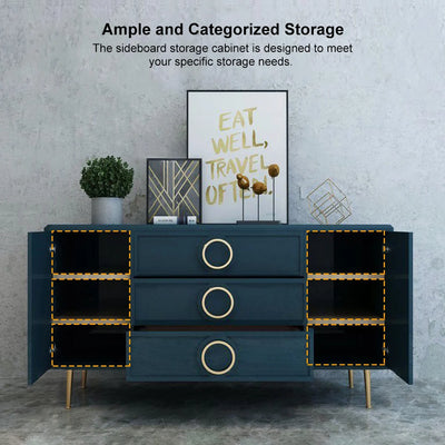 Render Sideboard Cum Chest of Drawers in Blue Textured Finish