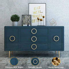 Render Sideboard Cum Chest of Drawers in Blue Textured Finish
