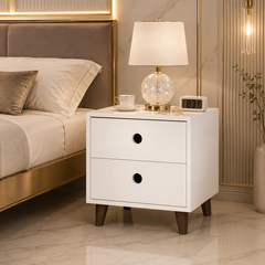 Helios  Bedside Table In White Finish