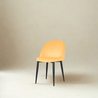 Noel Accent Chair In Premium Velvet Yellow Fabric