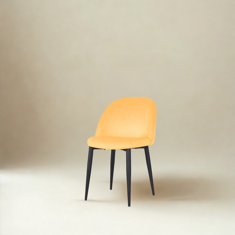 Noel Accent Chair In Premium Velvet Yellow Fabric