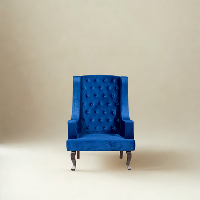 Janet Chesterfield High Back Wing Chair In Velvet Fabric