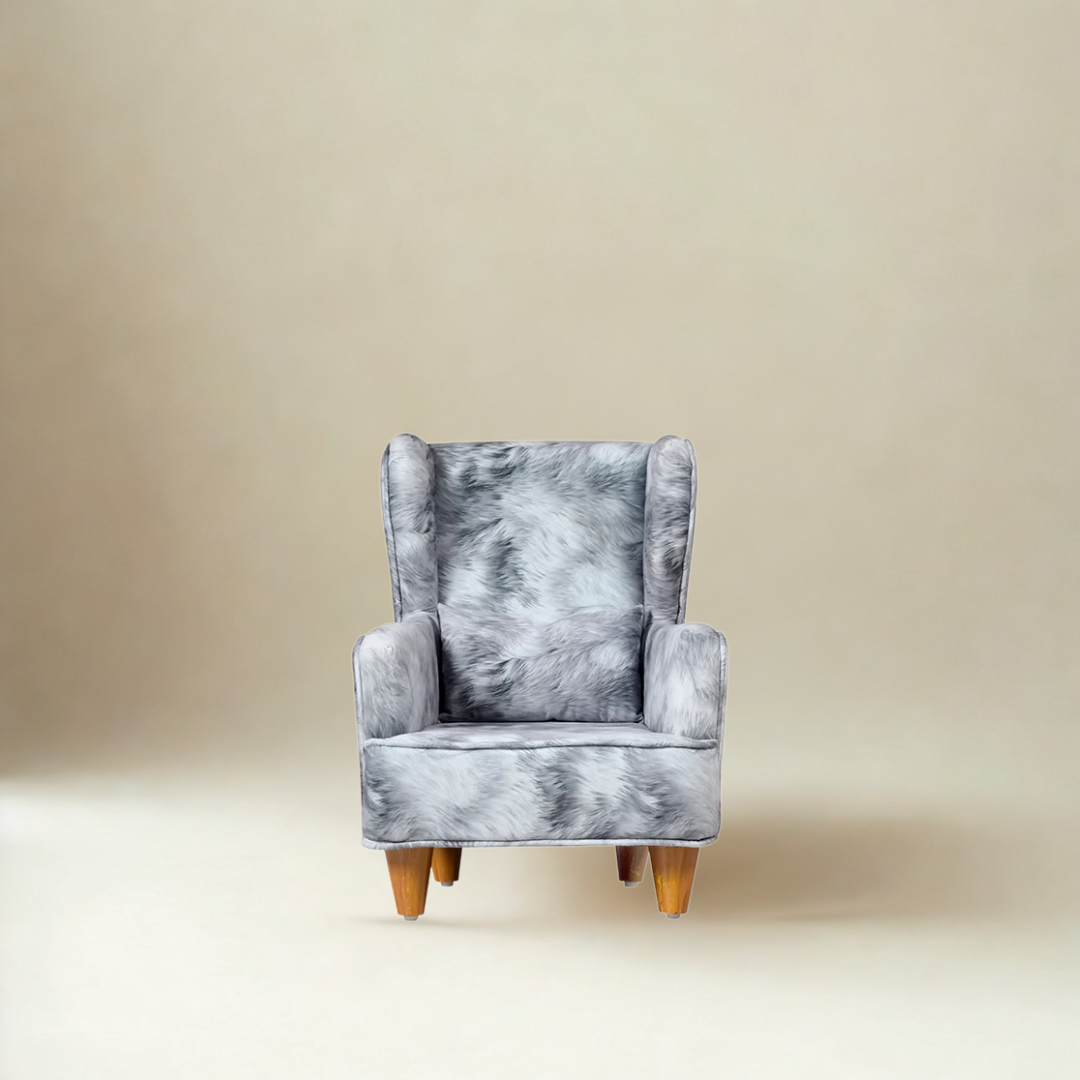 Genoa mini Wing Chair In Premium Suede Grey Fabric