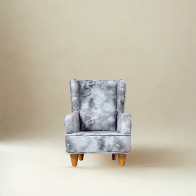 Genoa mini Wing Chair In Premium Suede Grey Fabric