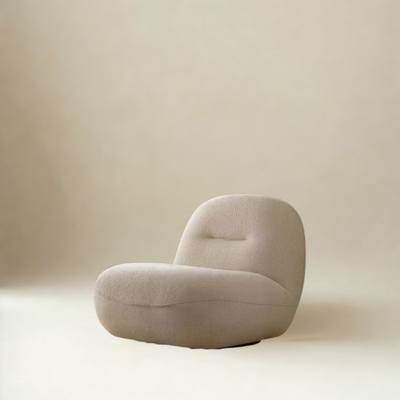 Italia Non Swivel Louneg Chair in Boucle Fabric