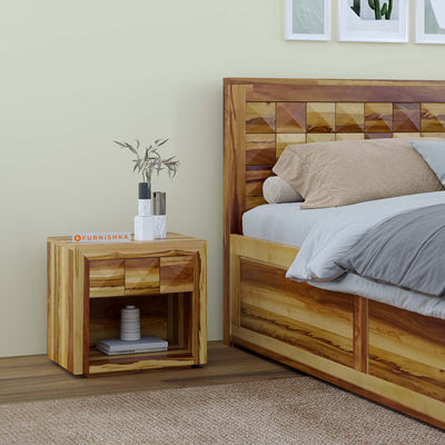 Nova Diamond Bedside Table in Pure UP Teak Wood