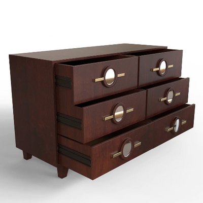 Pinnock Sideboard Cum Chest of Drawers in Layered Brown Finish