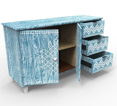 Symphony Sideboard Cum Chest of Drawers in Blue Textured Finish