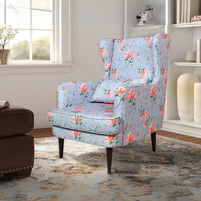Genoa Wing Chair in Floral Cotton fabric