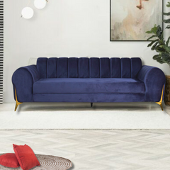 Parker 4 Seater Sofa in Blue Velvet Fabric