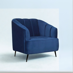 Nelio Lounge Chair in Blue Velvet Fabric