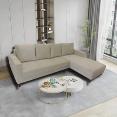 Bagato Sectional Sofa In Beige Velvet Fabric