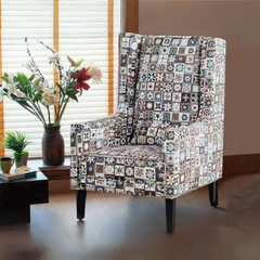 Rachel Wing Chair In Premium Printed Luxe Fabric