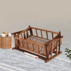 Tiana Sheesham Wood Baby Cradle with mattress