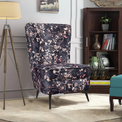 Greta Lounge Chair In Premium Suede Floral Fabric