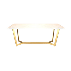 Vegas Composite Top With Alaska Chair 6 Seater Set in SS Golden Base