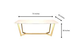 Vegas Composite Top With Alaska Chair 6 Seater Set in SS Golden Base