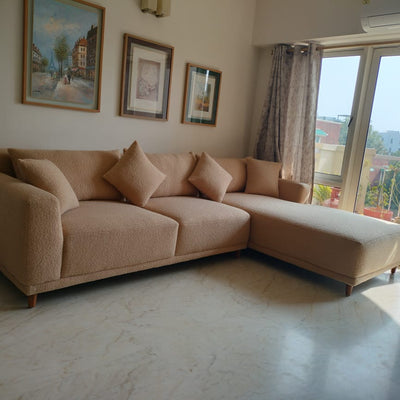 Liam 6 Seater Sectional Sofa In cotton sued fabric