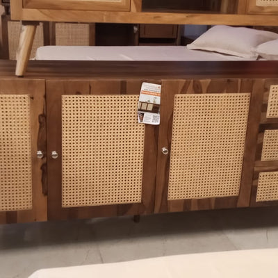 Baha Side Board in Teak Wood In Cane Design