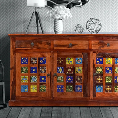 Henry Sheesham Wood Sideboard In Teak Finish