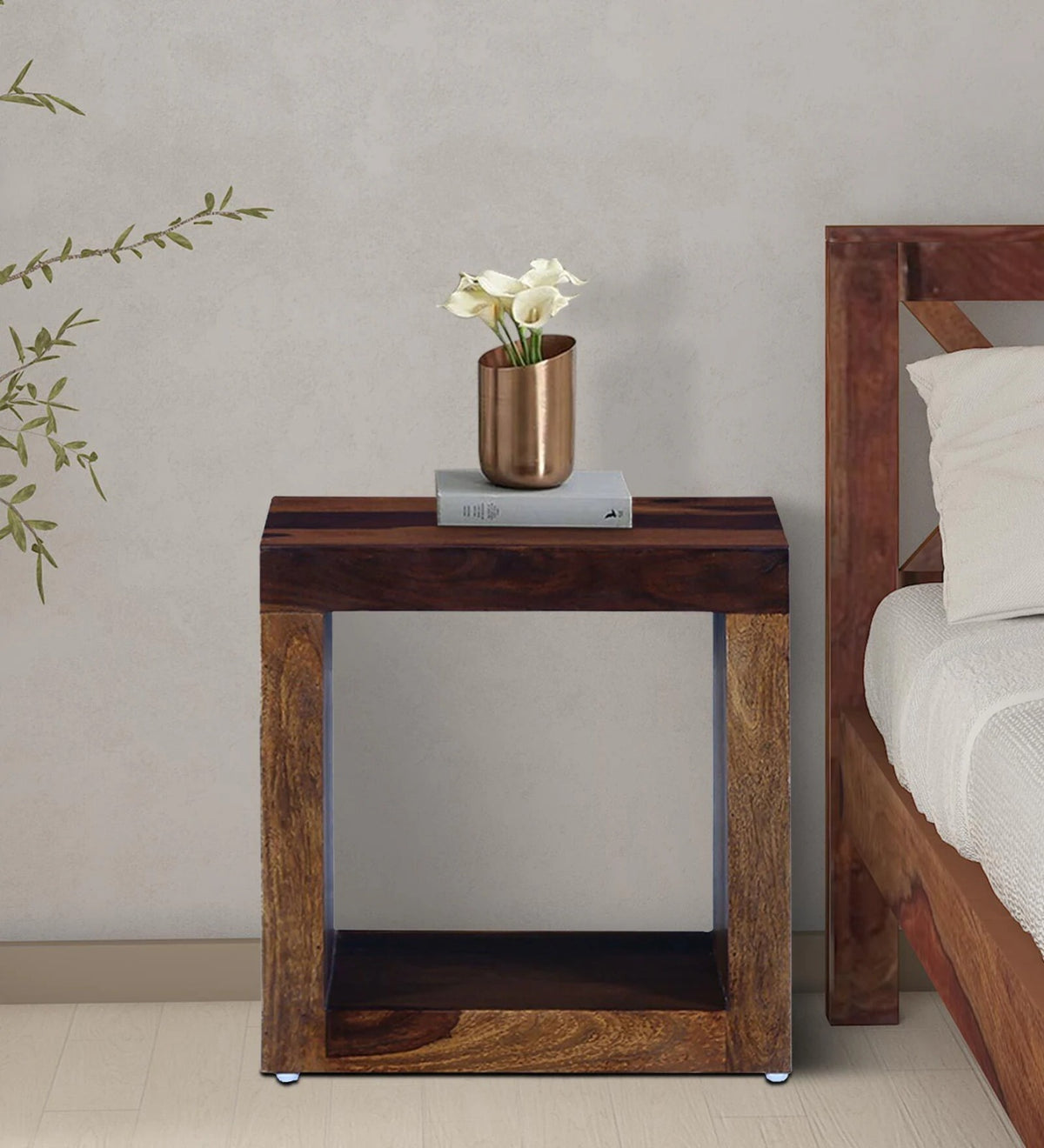 Open Bedside Table In Sheesham Wood