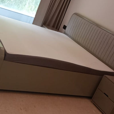Tracy Bed with upholstered back In Deco Finish