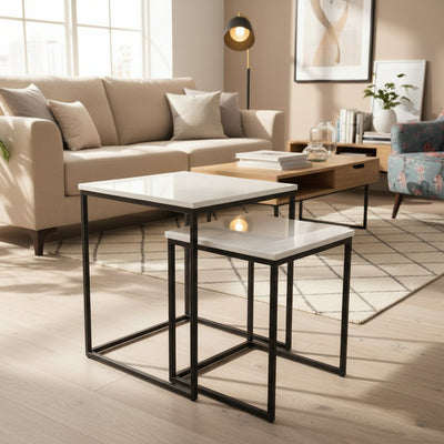 Brave Nested Side Table in Marble Top