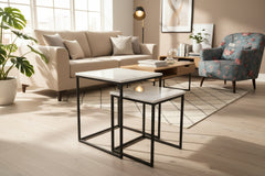 Brave Nested Side Table in Marble Top