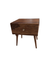 Original Gangster Bedside Side Table with Single Drawer in Sheesham Wood