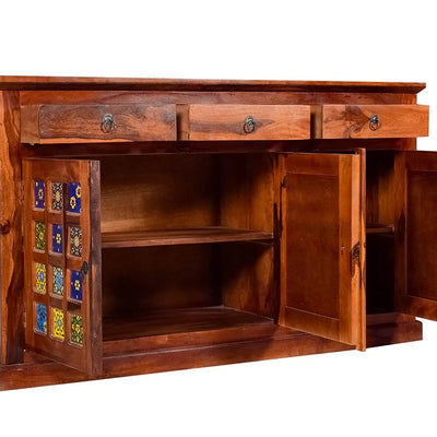 Henry Sheesham Wood Sideboard In Teak Finish