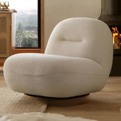 Italia Non Swivel Louneg Chair in Boucle Fabric