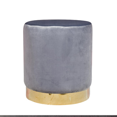 Vera Ottoman In Grey in Velvet Fabric