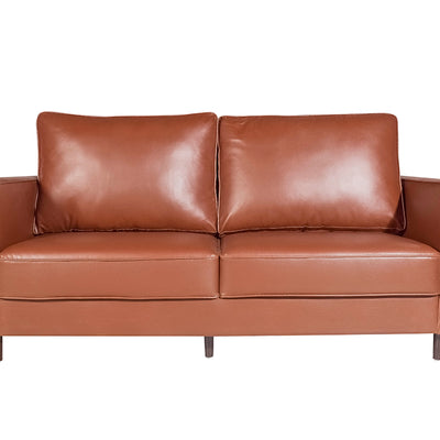 Analia Three Seater Sofa In Tan Brown Leatherette