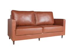 Analia Three Seater Sofa In Tan Brown Leatherette