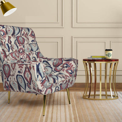 Valencia Tufted Wing Chair in Printed Fabric