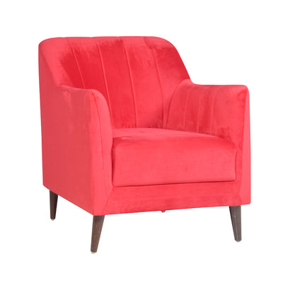 Lucas Single Seater Sofa In Red Velvet Fabric