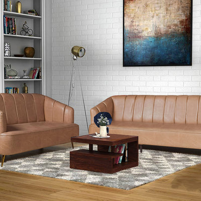Nelio 3+2 Sofa Set in Brown Leatherette