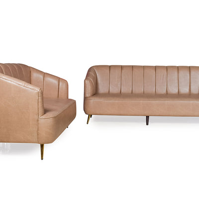 Nelio 3+2 Sofa Set in Brown Leatherette