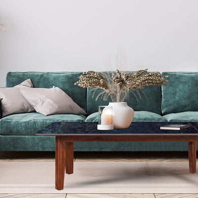 Jasper Modern Marble Coffee Table In Teak Finish
