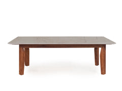 Henry Modern Marble Coffee Table In Teak Finish