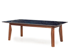 Jasper Modern Marble Coffee Table In Teak Finish