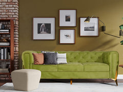 Oliver 3 Seater Sofa In Green Velvet Fabric