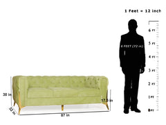 Oliver 3 Seater Sofa In Green Velvet Fabric